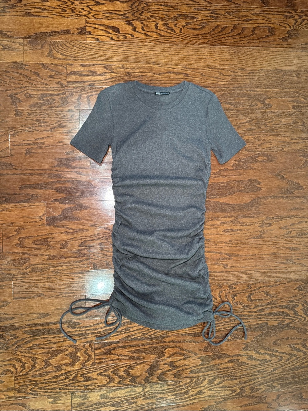 Zara Charcoal Gray Ruched Mini Dress